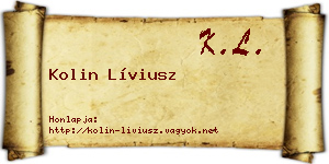 Kolin Líviusz névjegykártya